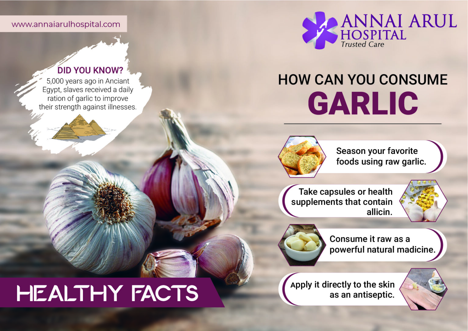 How can you consume Garlic Multispeciality Hospitals in Chennai